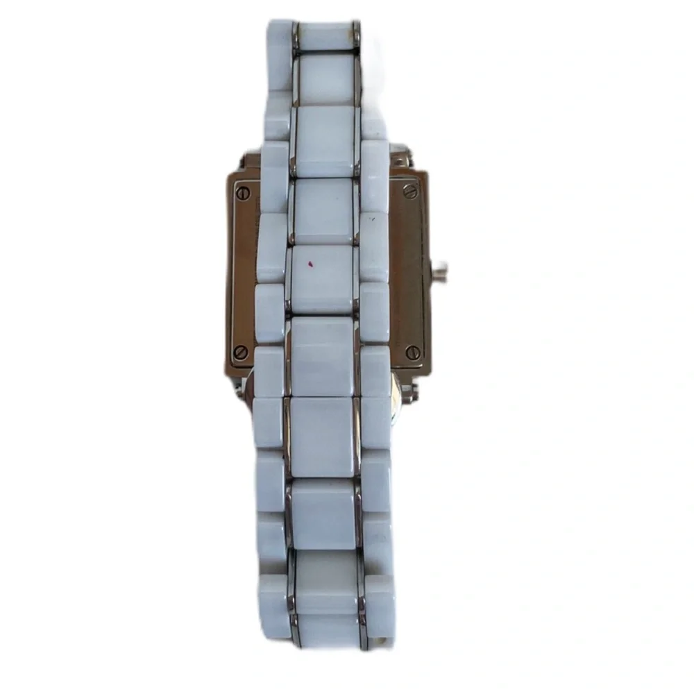 Fendi Square Ceramic White Watch, Stainless Steel